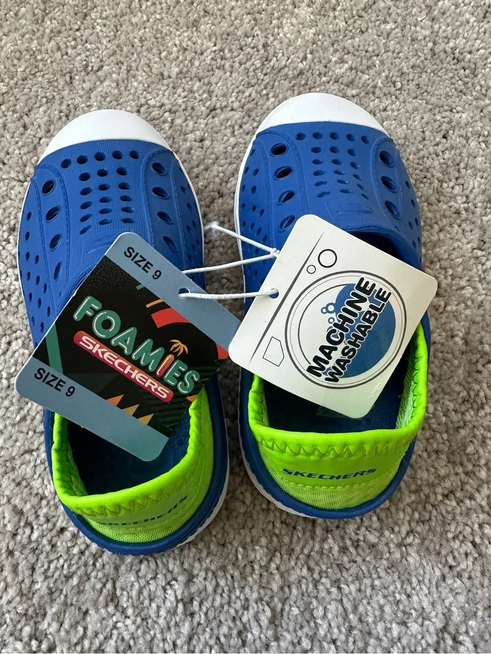 Skechers Kids Blue and Lime Foamies Water Shoes - Toddler Size 9